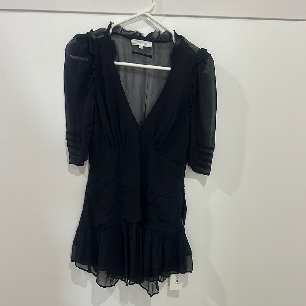 LoveShackFancy Black Sheer Mini Dress
